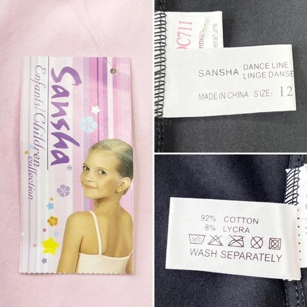 Girls Size 12 Sansha Pink Leotard Black Crop Pant Body Wrappers Bloch Tights NWT